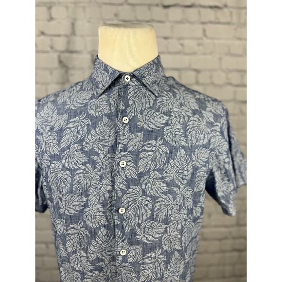 Rodd & Gunn 100%Linen Short Sleeve Button Up Shirt Men M Sports Fit Blue Floral - Picture 6 of 7